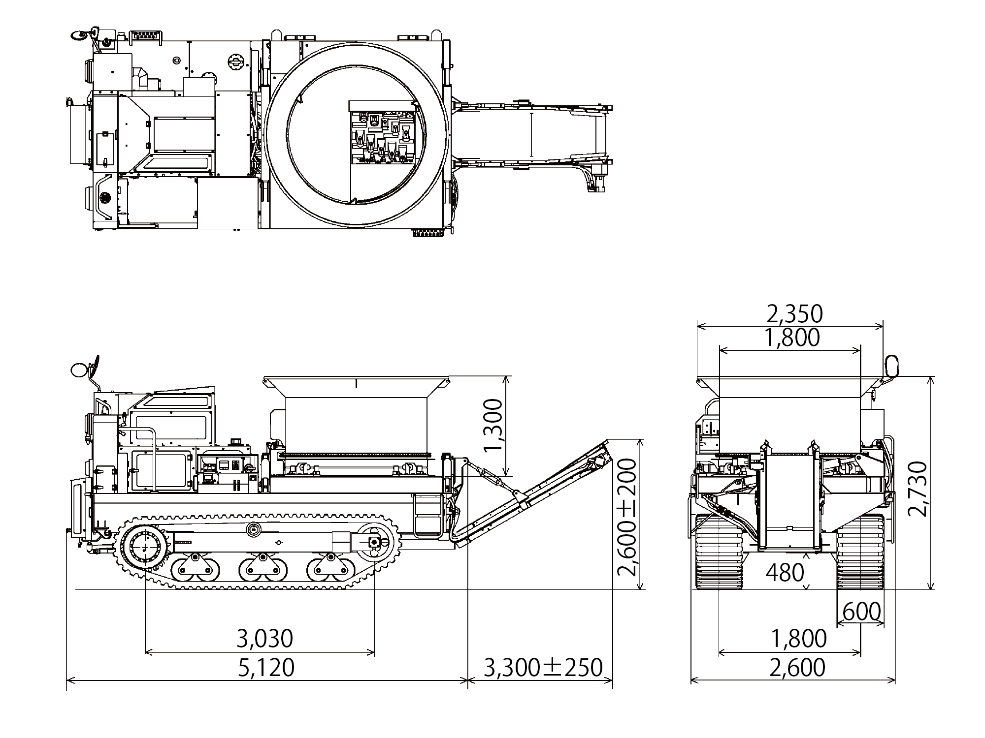 MC-2000　三面図